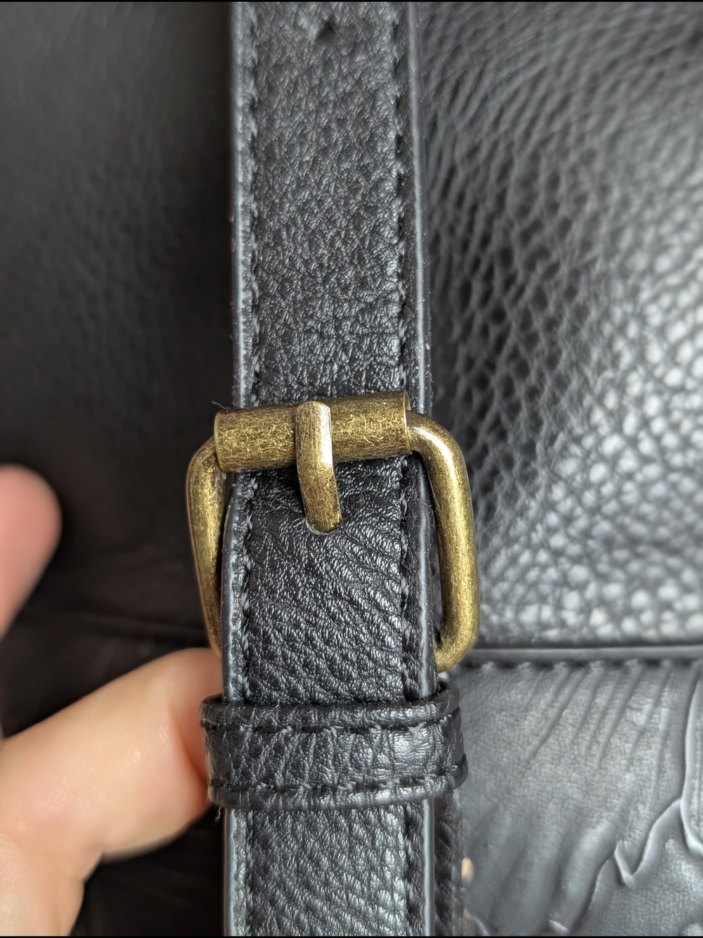 Darcy Marks London Black Vegan Leather Floral Embossed Backpack Purse - Picture 8 of 16
